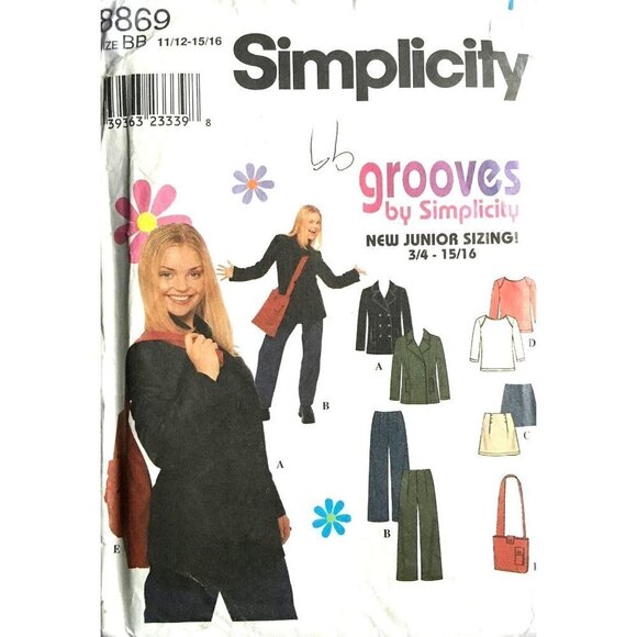 Simplicity Sewing Pattern 8869 Jacket Pants Skirt Bag Top Juniors 11/12-15/16 - Picture 1 of 2